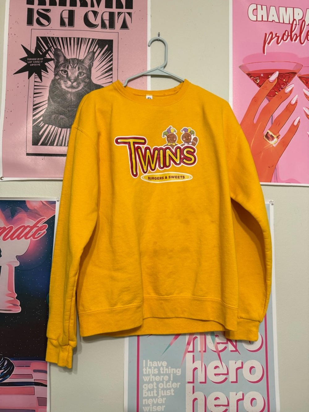 Twins Graphic Yellow Crewneck Sweatshirt